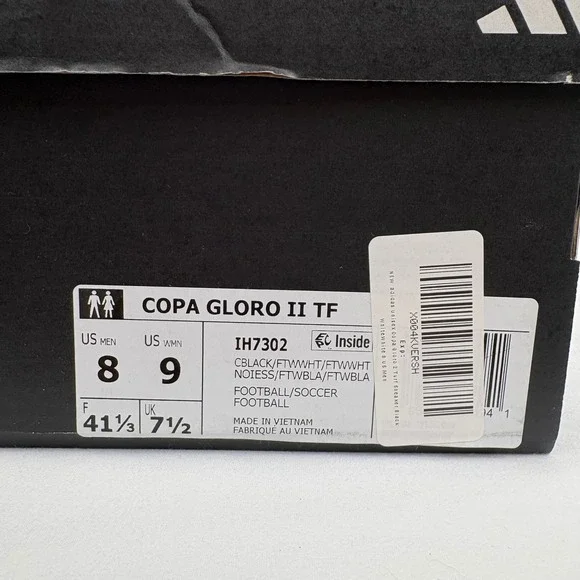 Adidas‎ Copa Gloro II TF Unisex Soccer Cleats Black White IH7302 M 8 W 9 - Picture 8 of 8